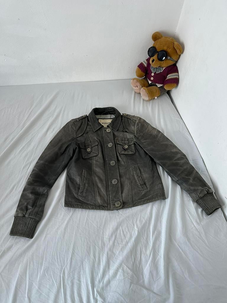 McGregor lederen jacket, Ophalen of Verzenden, Zo goed als nieuw, Maat 42/44 (L), Groen