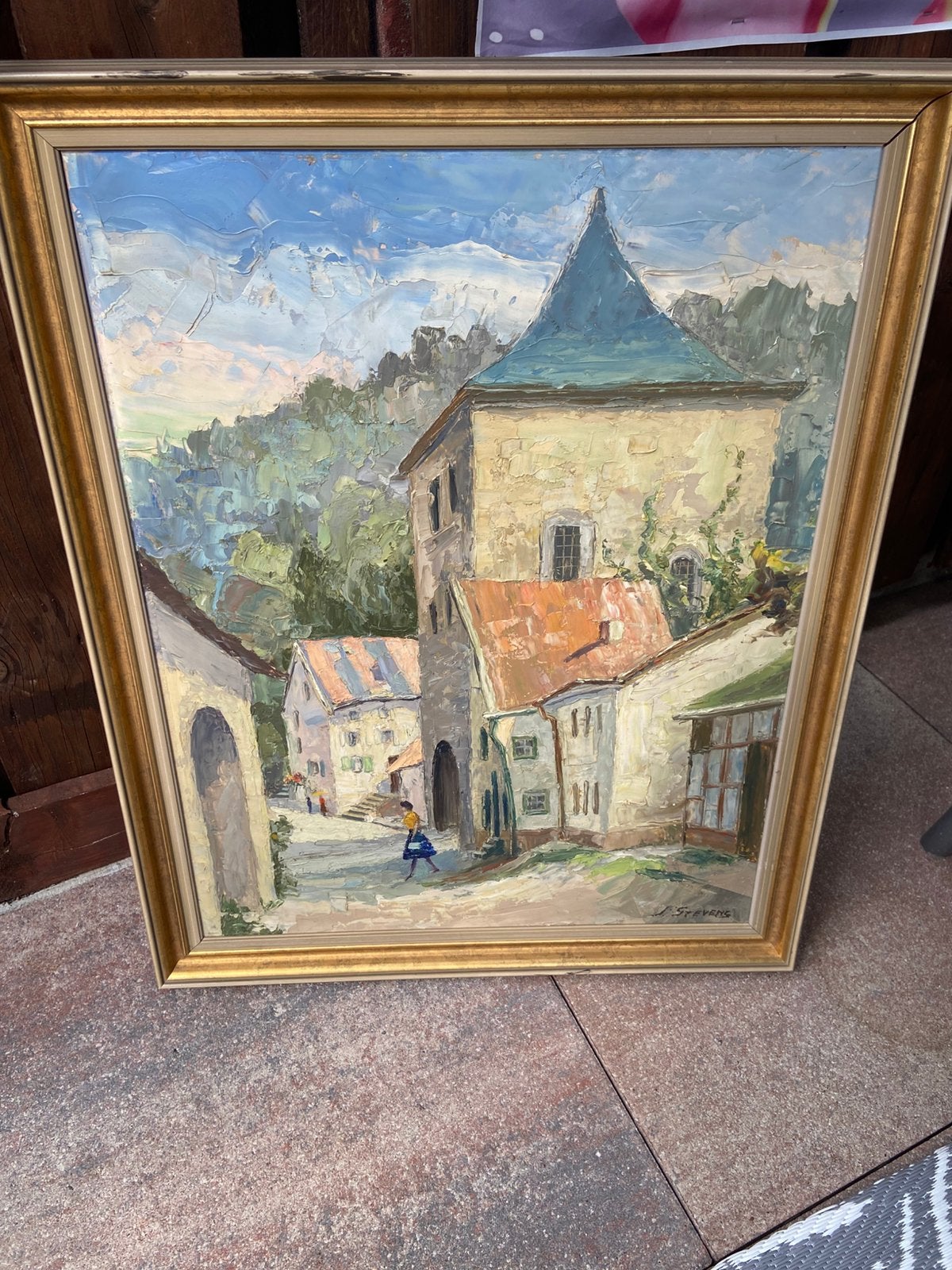 Schilderij van J stevens 80/65 cm, Antiek en Kunst, Kunst | Schilderijen | Klassiek, Ophalen