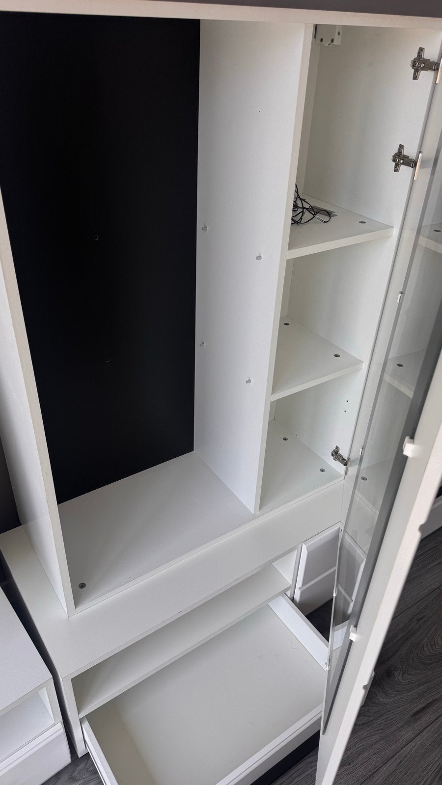 Luxe Hoogglans Witte TV-meubel / Woonwand – Complete Set, Ophalen, Gebruikt, 100 tot 150 cm, Glas