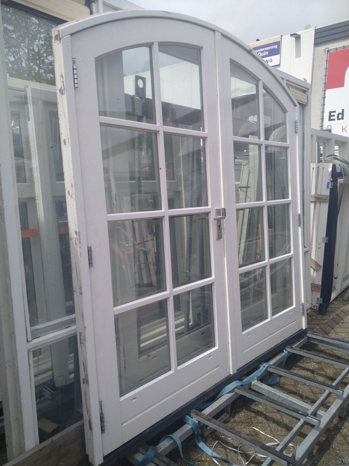 Toog kozijn met dubbele tuindeuren, Ophalen, Glas, 120 cm of meer, 215 cm of meer