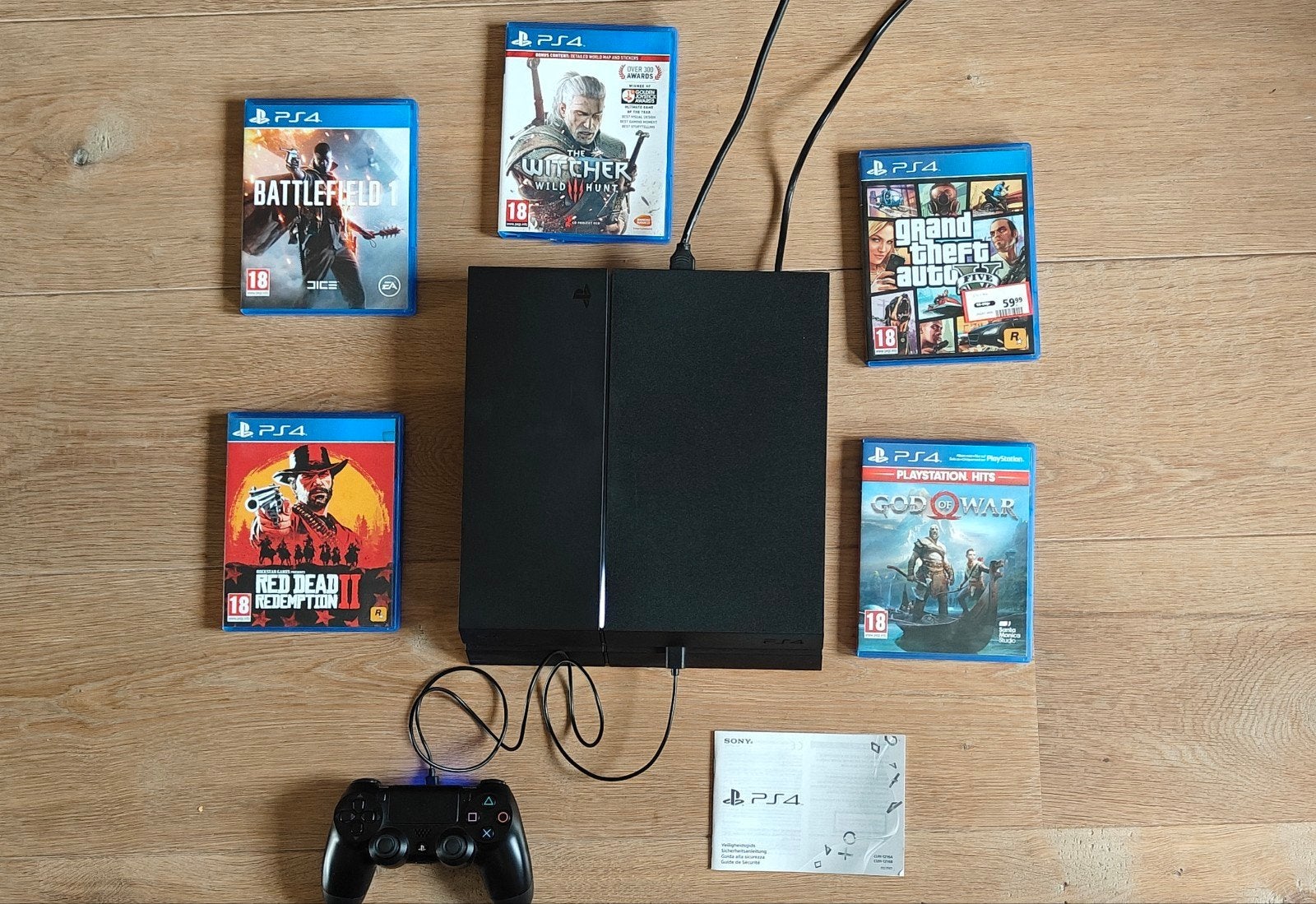 PlayStation 4 met 5 games en 1 controller, Spelcomputers en Games, Spelcomputers | Sony PlayStation 4, Ophalen of Verzenden, Met 1 controller