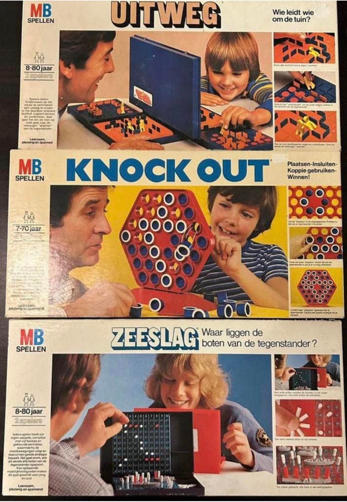 Zeeslag Knock out Uitweg MB mooie jaren 80 spellenpakket, Een of twee spelers, Ophalen of Verzenden, Zo goed als nieuw