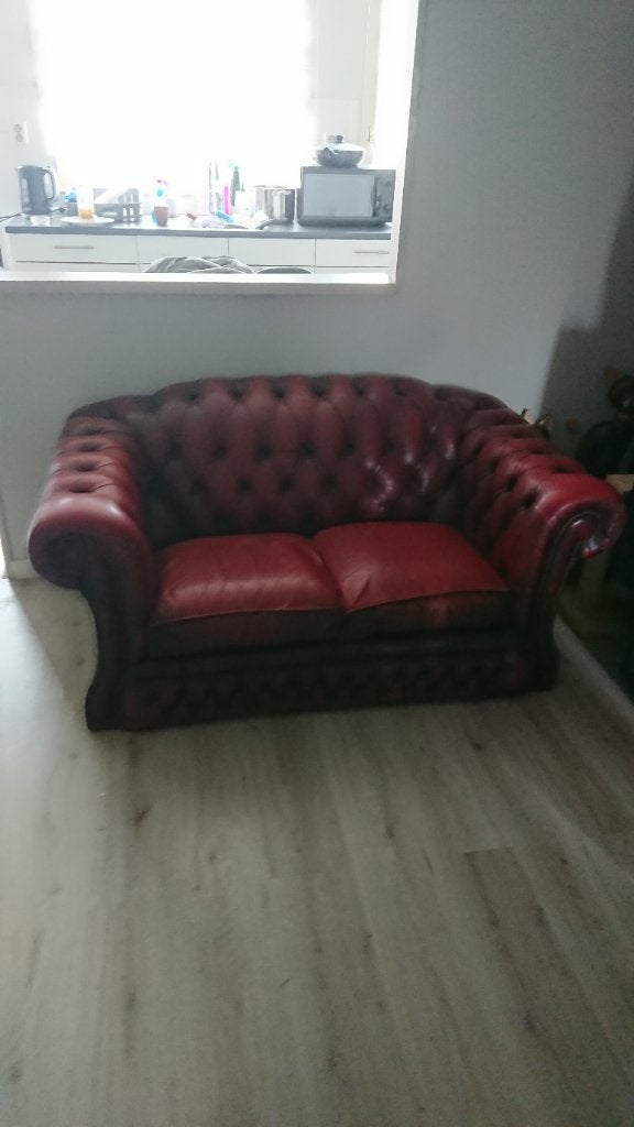 Chesterfield bank, Ophalen, Gebruikt, 75 tot 100 cm, Tweepersoons