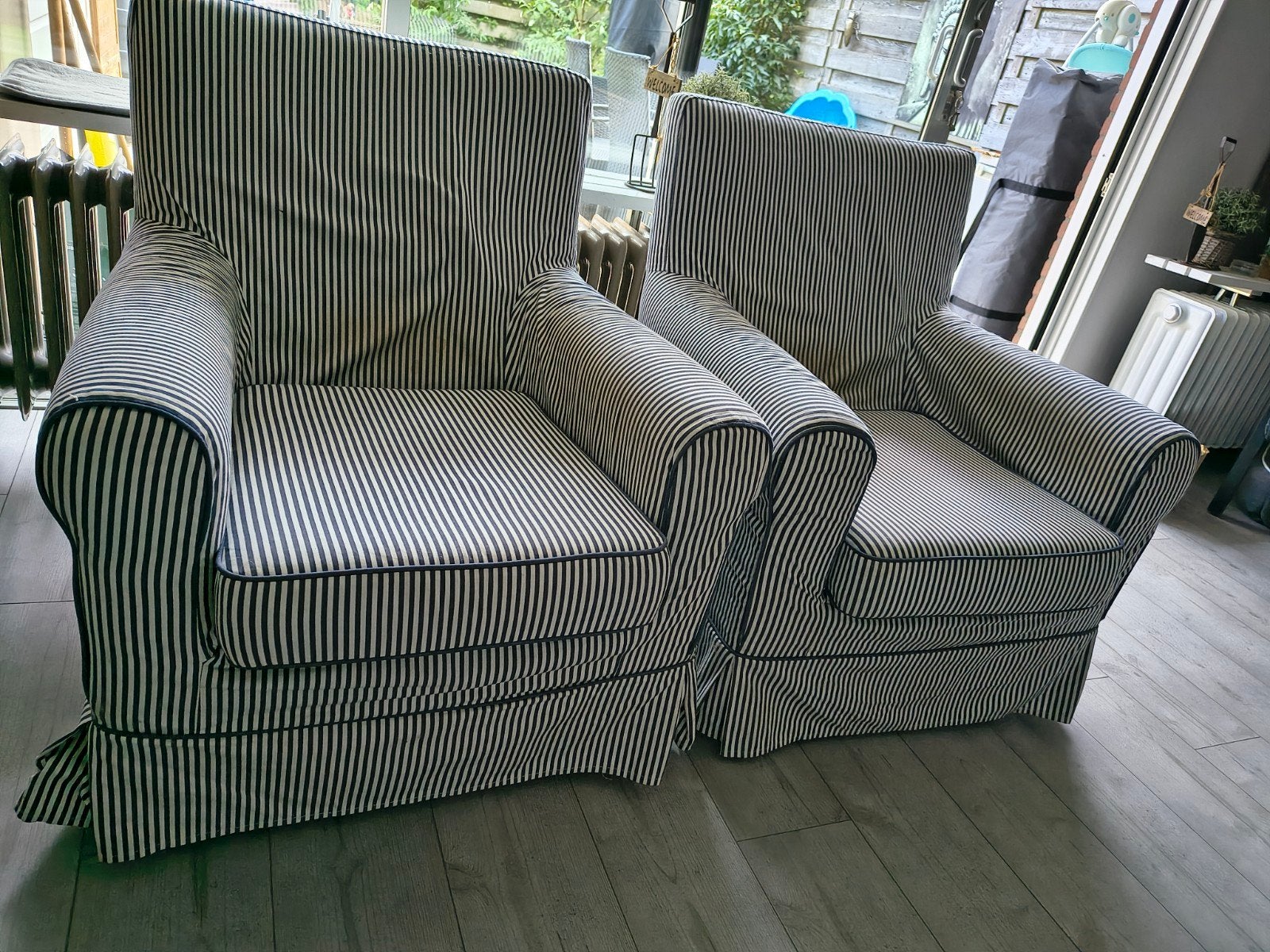 2 Ektorp Jennylund fauteuils, Ophalen, Gebruikt, Minder dan 75 cm, Stof
