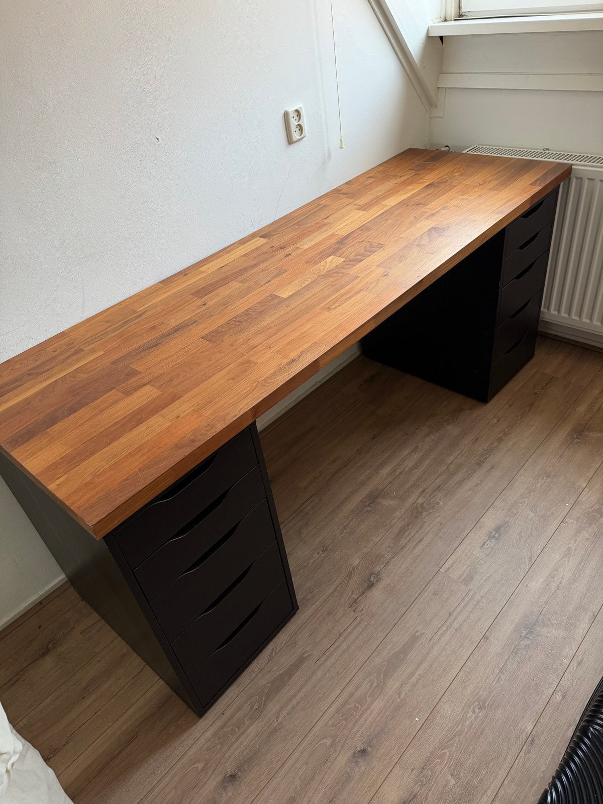 IKEA Alex bureau met ladekasten - Walnoot look, Ophalen, Gebruikt, Bruin, IKEA