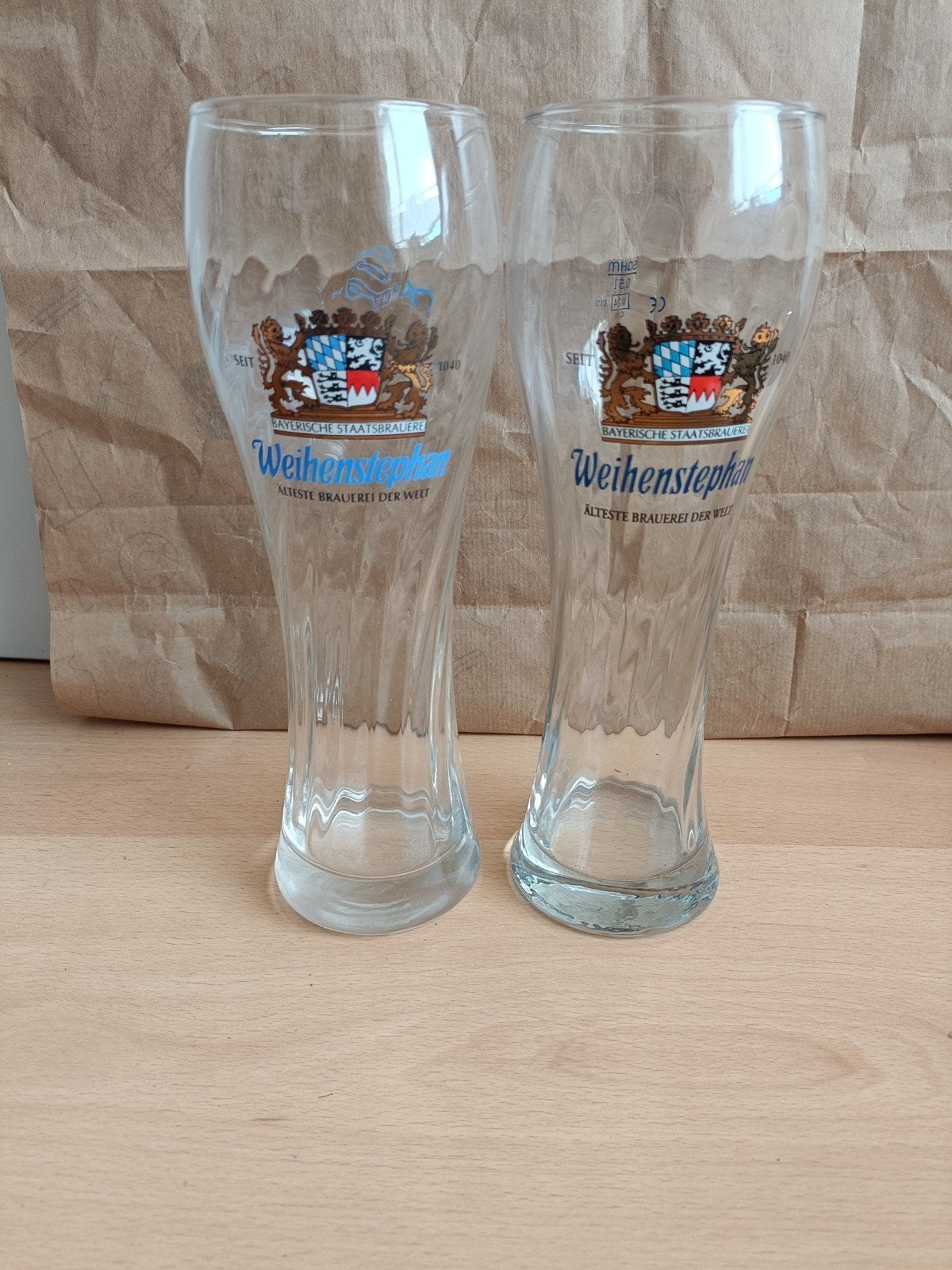2 Weihenstephan glazen 0,5l, Ophalen of Verzenden, Zo goed als nieuw, Glas of Glazen, Overige merken