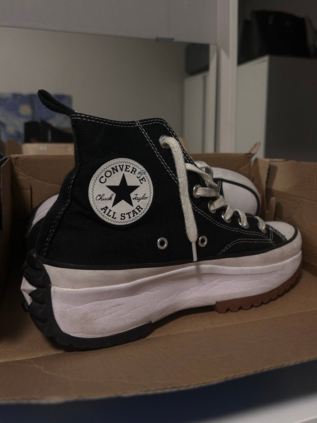 Converse Run Star Hike Hi Zwart - Maat 38.5, Ophalen, Zo goed als nieuw, Zwart, Sneakers of Gympen