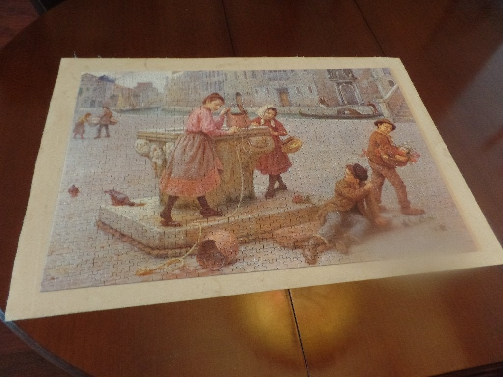 Puzzel schilderij bij de waterput 1000 stukjes, Ophalen of Verzenden, 500 t/m 1500 stukjes, Gebruikt, Legpuzzel