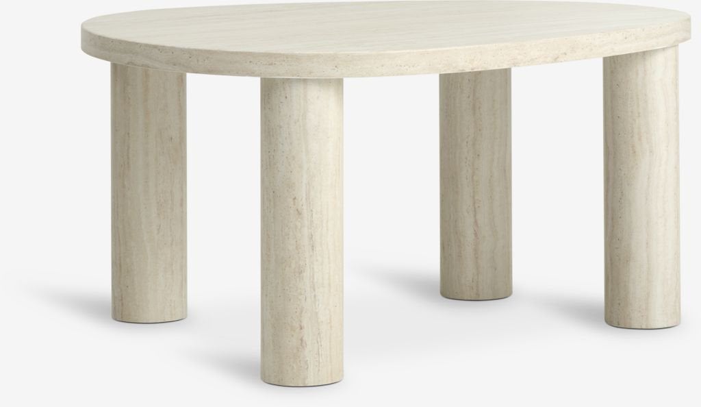 Salontafel LUNDEBORG 68x85 travertijn kleur, Ophalen, Zo goed als nieuw