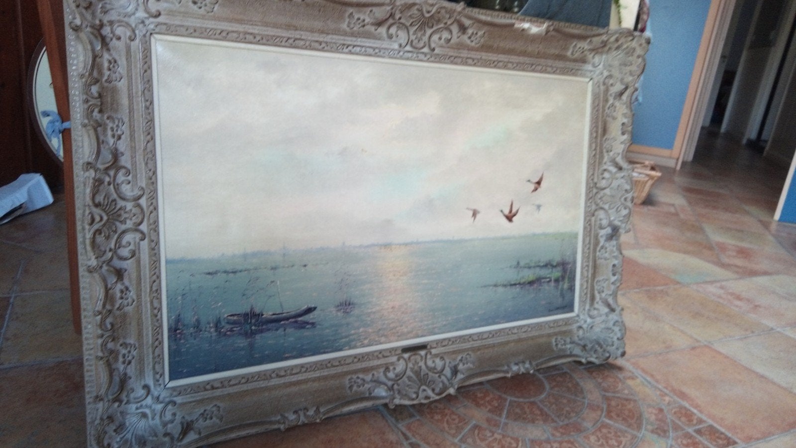 Groot olieverfschilderij 'Eenden boven water'  Hans Lenteman, Antiek en Kunst, Kunst | Schilderijen | Klassiek, Ophalen