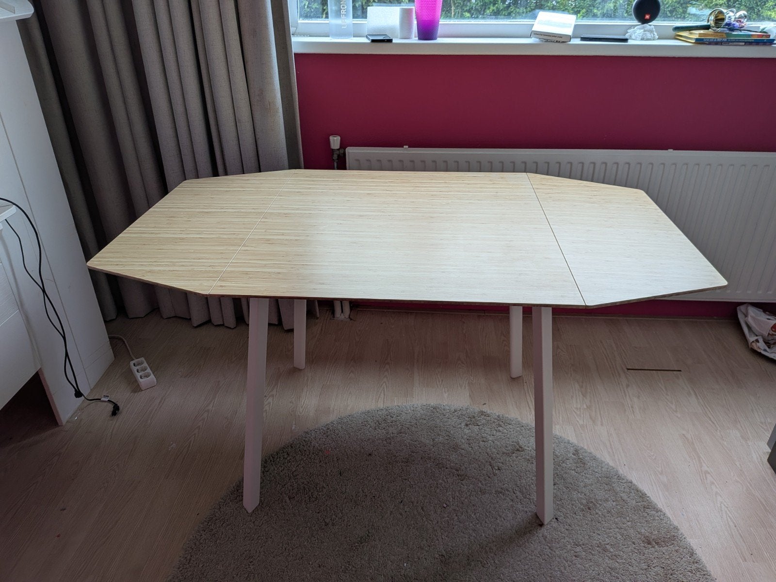 IKEA PS 2012 Klaptafel - Bamboe en Wit, 100 tot 150 cm, 50 tot 100 cm, Zo goed als nieuw, Overige vormen