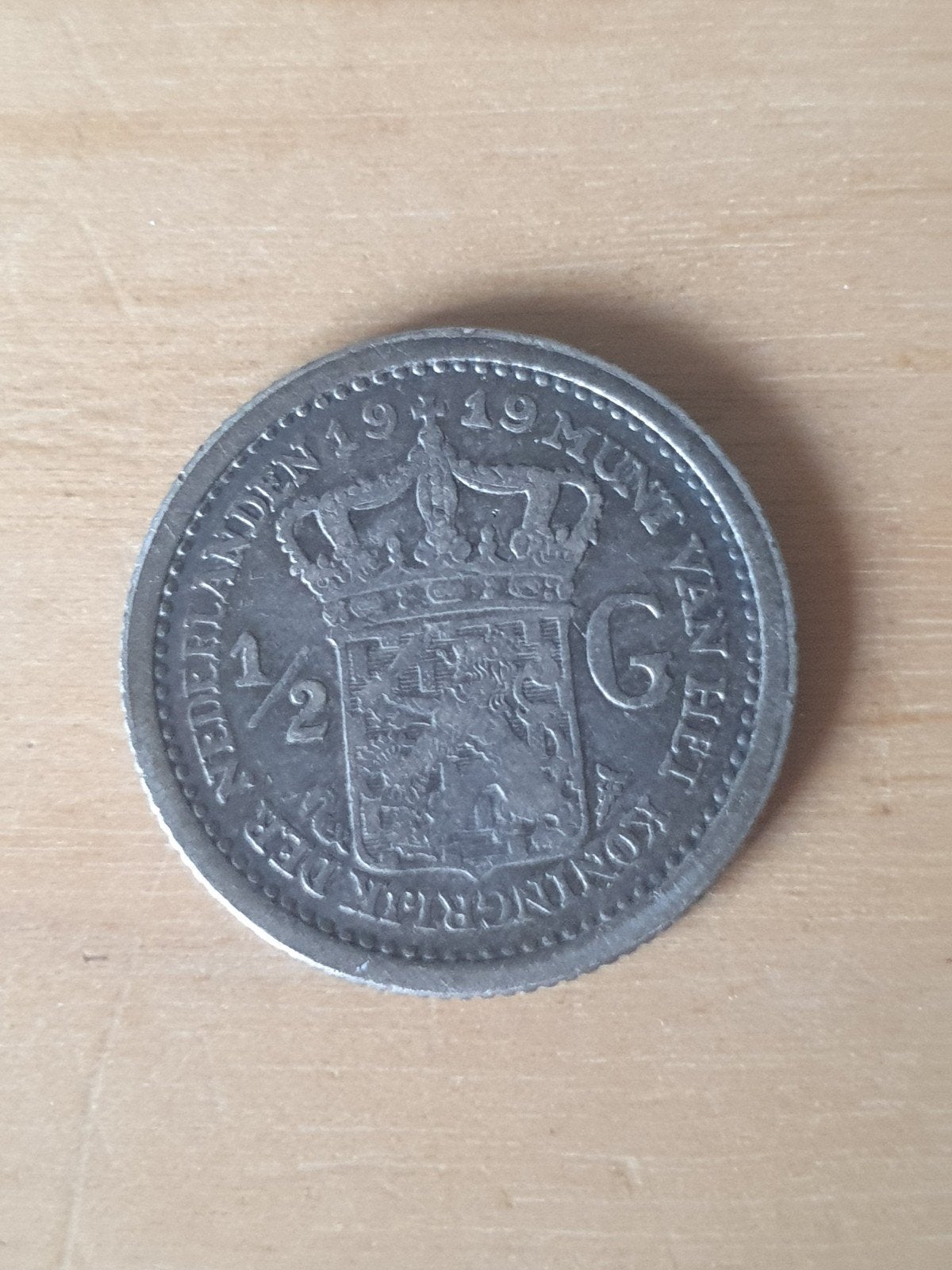 1/2 gulden uit 1919, Ophalen of Verzenden, Koningin Wilhelmina, ½ gulden