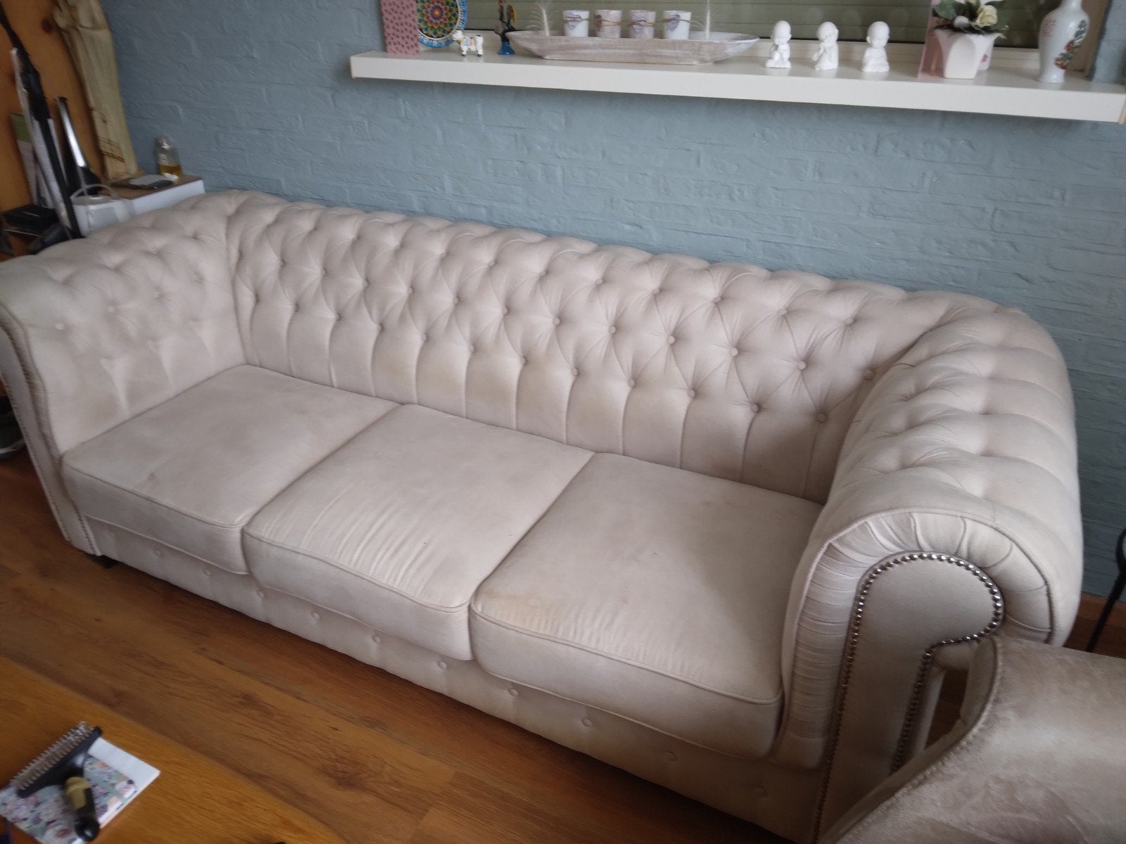 Comfortabele 3-zits bank met lichte gebruikssporen, Ophalen, Gebruikt, Driepersoons, 75 tot 100 cm