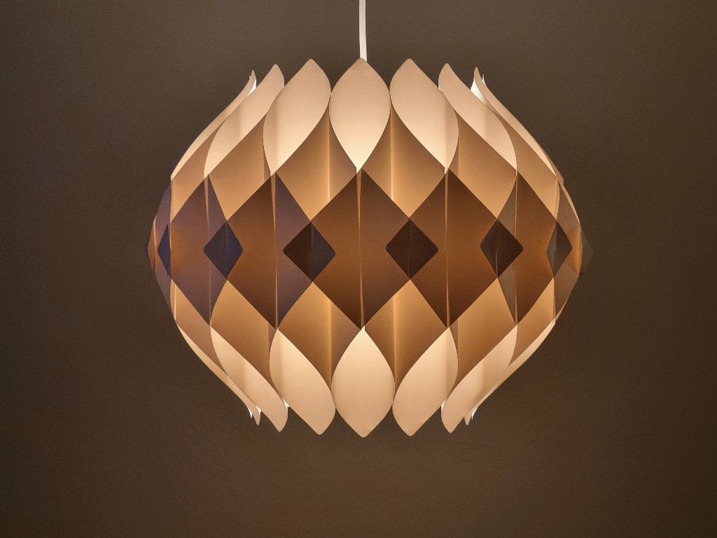 Hoyrup Butterfly hanglamp, Lars Schiøler, Denemarken, ’70, Vintage design, Mid Century modern, Deens design, Kunststof, Gebruikt