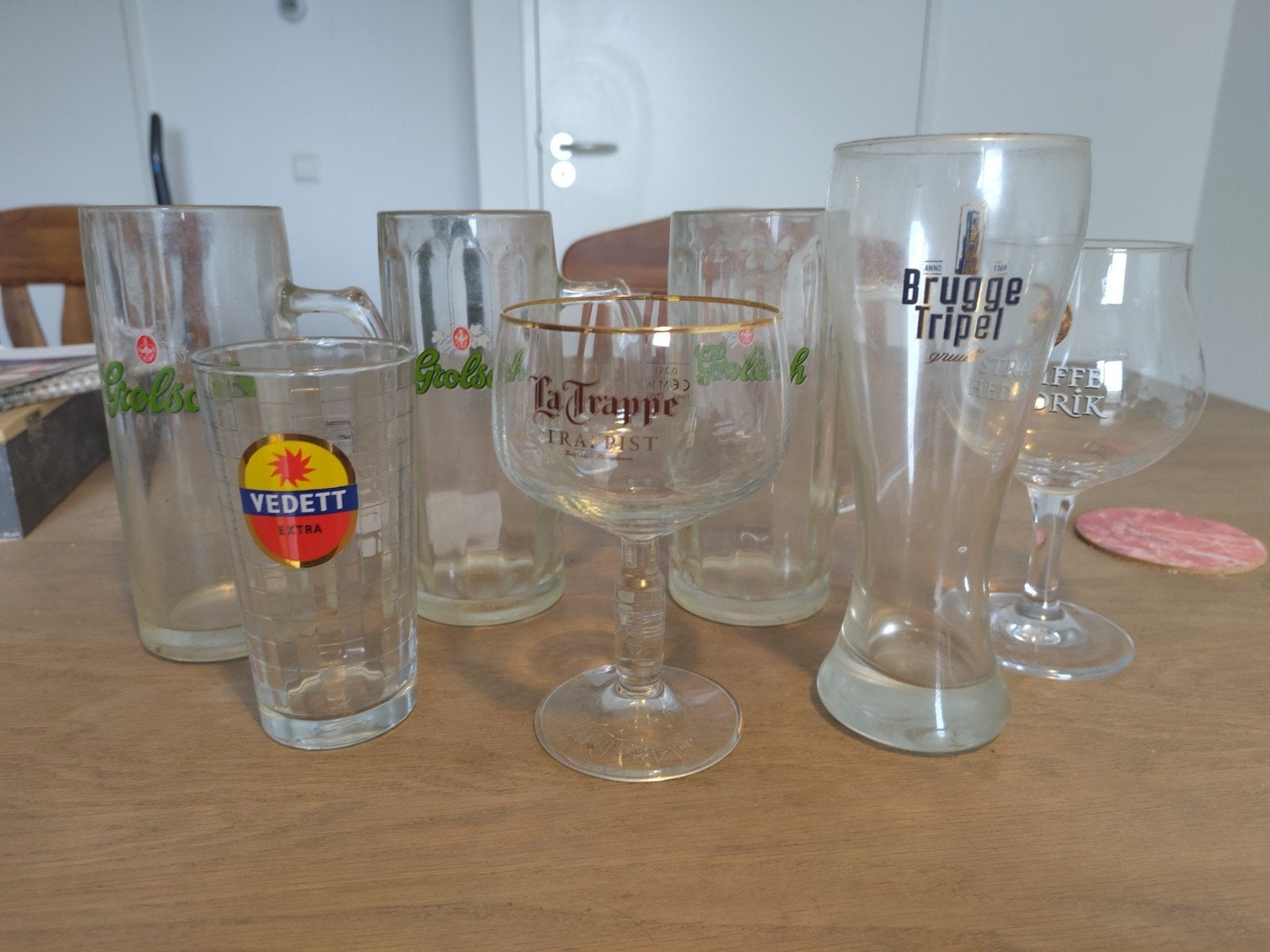 Diverse bierglazen - La Trappe, Vedett, Brugge Tripel, Ophalen, Meerkleurig, Overige merken, Glas