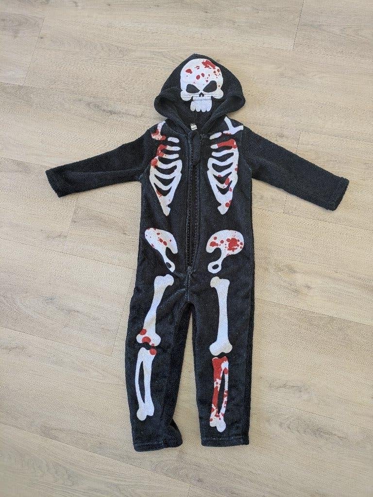 Verkleedpak onesie Halloween skelet - merkloos - maat 98/104, Ophalen of Verzenden, Gebruikt, 104 of kleiner, Jongen of Meisje