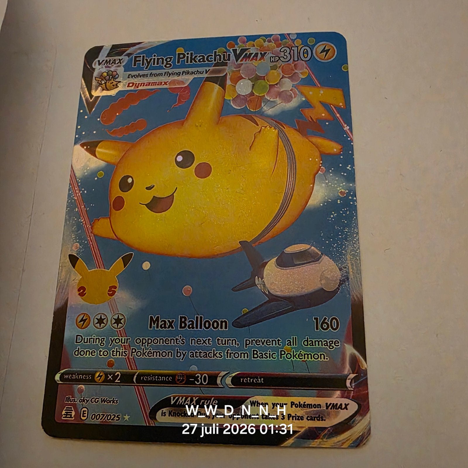 ♻️ flying pikachu VMAX #007/025, Verzenden, Losse kaart
