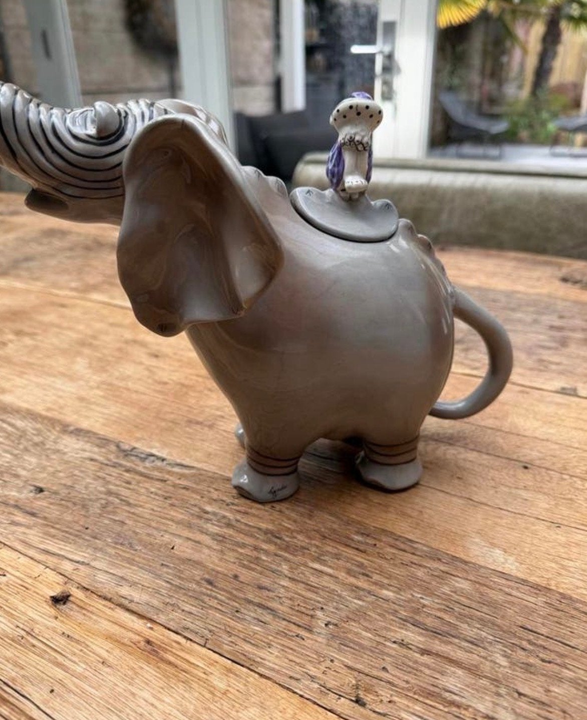 Unieke olifant theepot met decoratieve vogel, Antiek en Kunst, Ophalen of Verzenden
