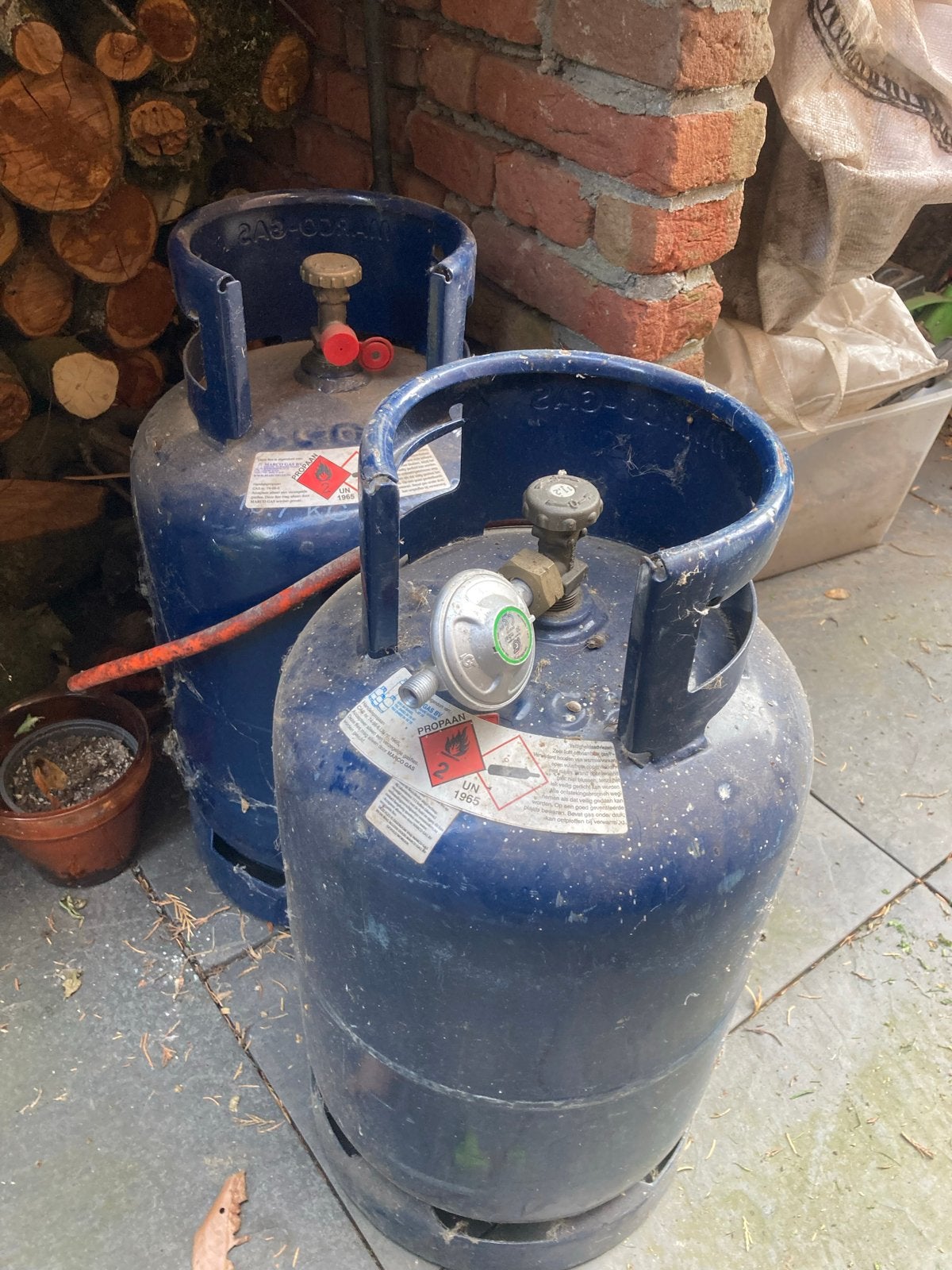 2x Propaan gasflessen met drukregelaar, Ophalen of Verzenden, Gebruikt