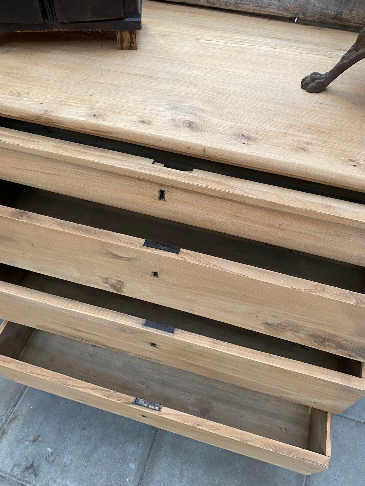 Landelijk Franse brocante ladenkast kast, Ophalen, Gebruikt, 100 tot 150 cm, 100 tot 150 cm