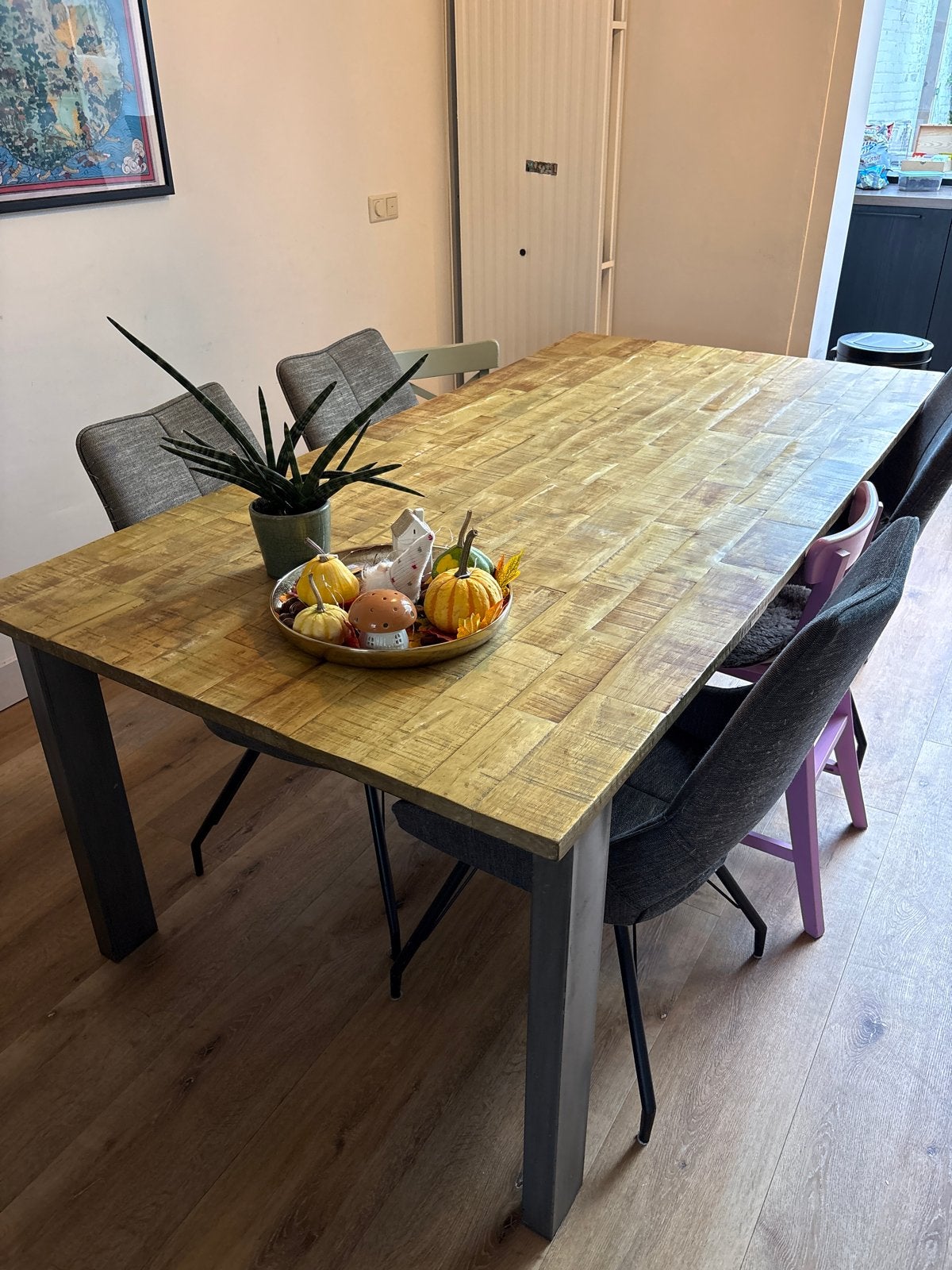 Eettafel mangohout van de Bommel, Ophalen, Gebruikt, 50 tot 100 cm, 150 tot 200 cm