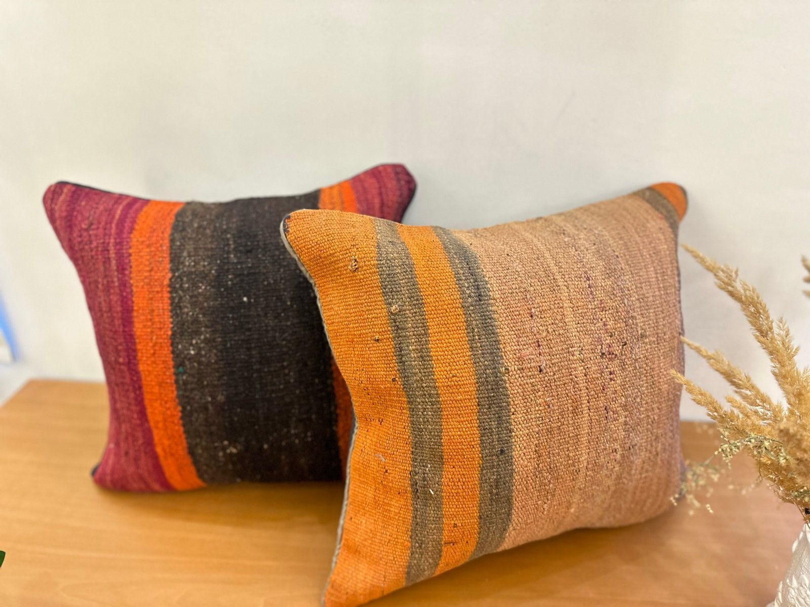 Modern Kilim Kussen ca. 45x45 cm met vulling, Ophalen of Verzenden, Nieuw, Oranje, Vierkant