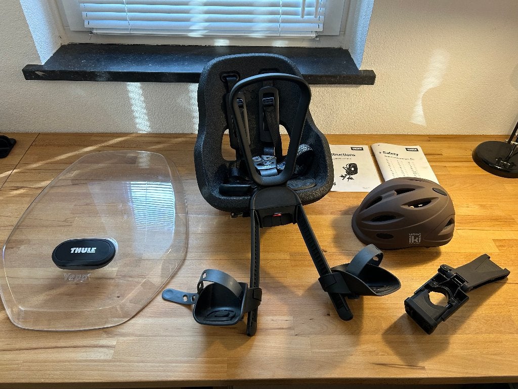 Thule Yepp Nexxt 2 Mini fietsstoel incl. windscherm en helm, Voetsteuntjes, Voorzitje, Ophalen of Verzenden, Zo goed als nieuw