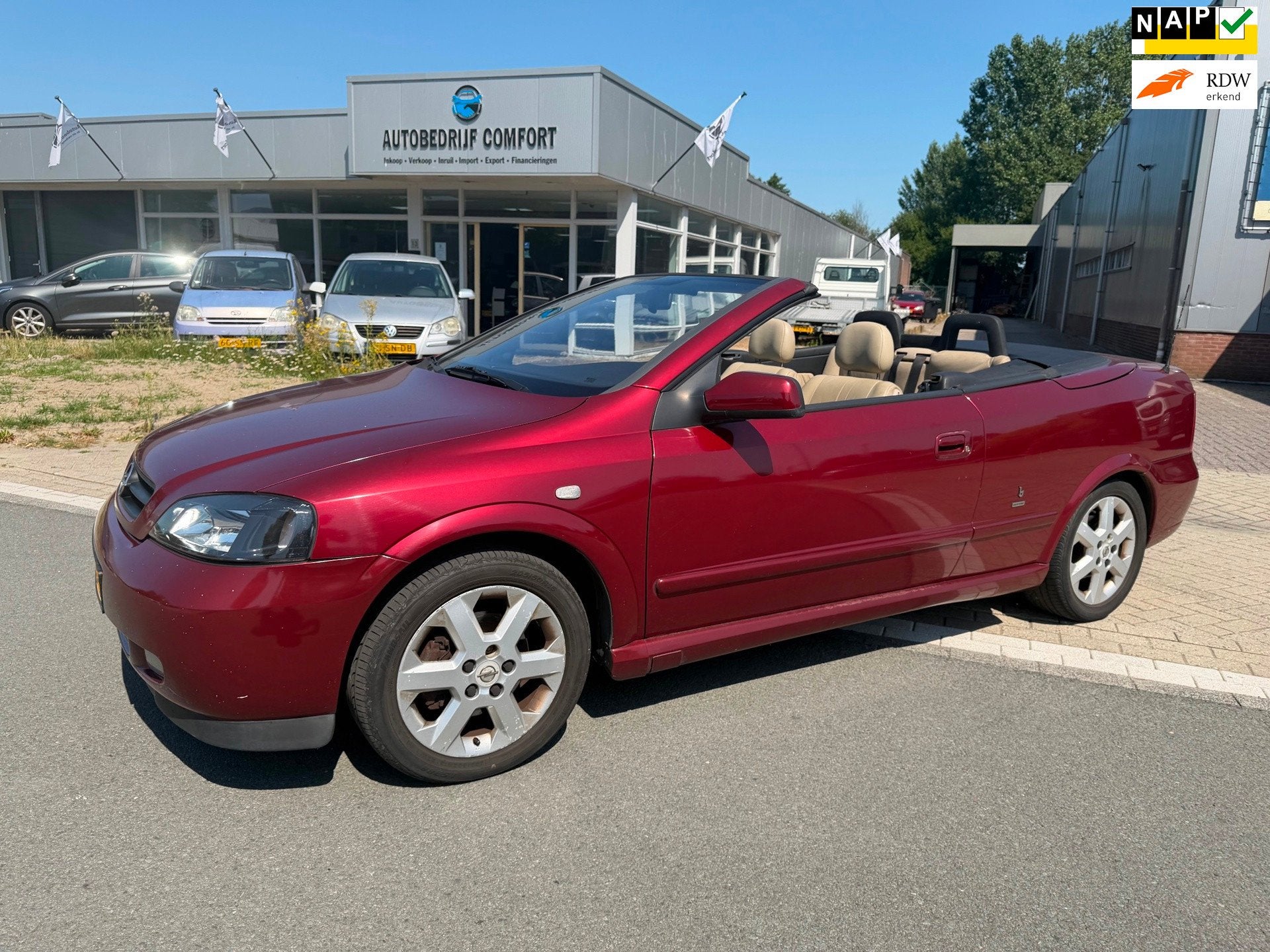 Opel Astra Cabriolet 1.8-16V • 1e Eigenaar •, Auto's, 125 pk, Beige, 4 cilinders, Cabriolet