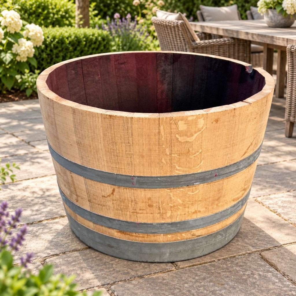 Halve wijnvaten | Eiken plantenbak voor tuin en terras, 2741 LG, Tas Boomkwekerij, Ophalen of Verzenden, Zo goed als nieuw