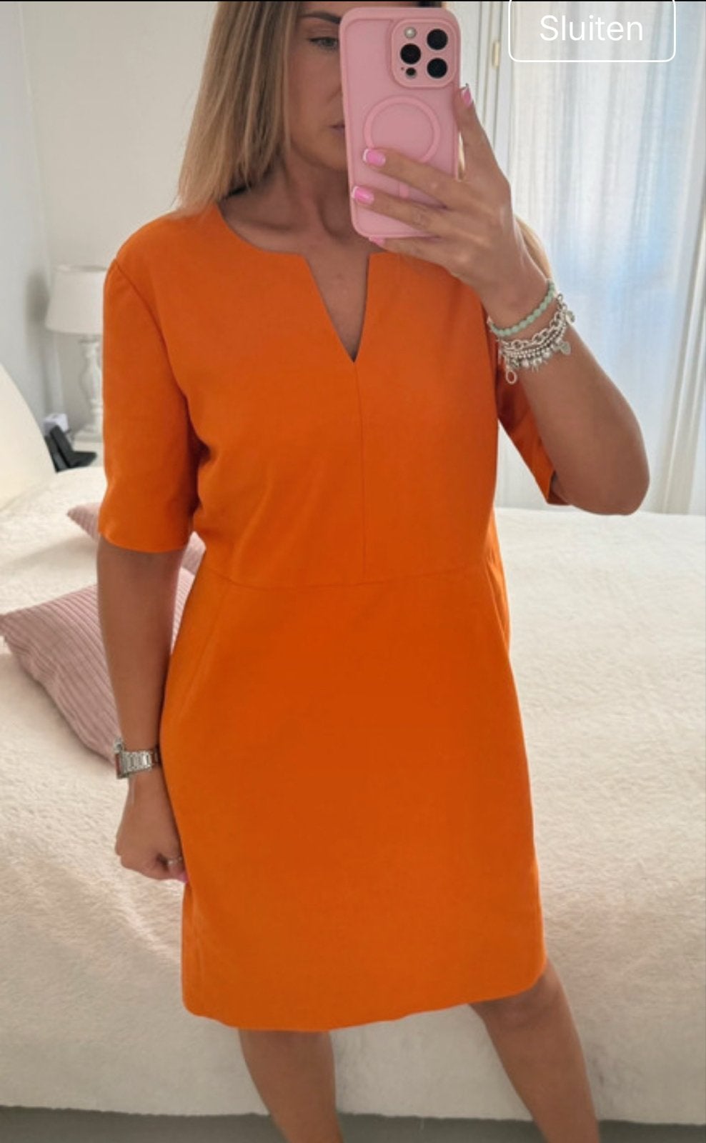 InWear Oranje Jurk - Maat M, Kleding | Dames, Jurken, Zo goed als nieuw, Maat 38/40 (M), Oranje, Knielengte, Ophalen of Verzenden