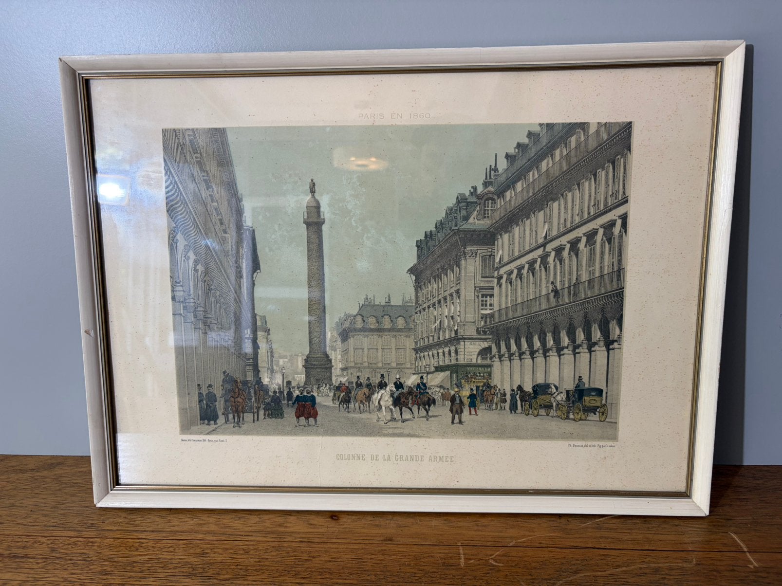 Antieke ingelijste prent Colonne de la Grande Armée 1860.748, Ophalen