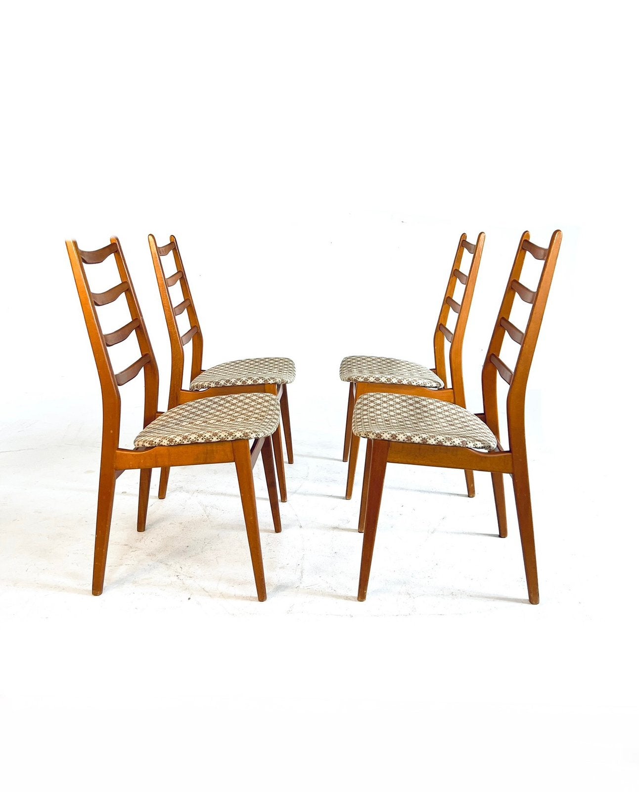 Set van 4 vintage ladderstoelen ‘60, Hout, Ophalen of Verzenden, Zo goed als nieuw, Vier