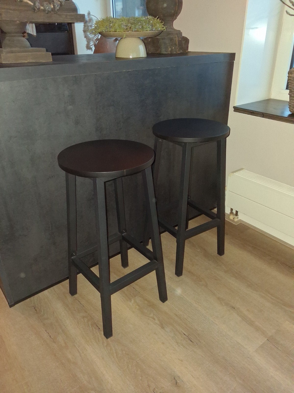 Barkrukken zwart, 2 stuks, 2 krukken, Ophalen, 60 tot 90 cm