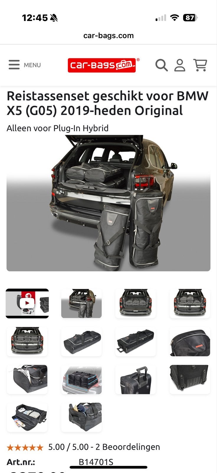 Car Bags Reistassenset voor BMW X5 Hybride (vanaf 2019), Ophalen, Zo goed als nieuw, Zwart
