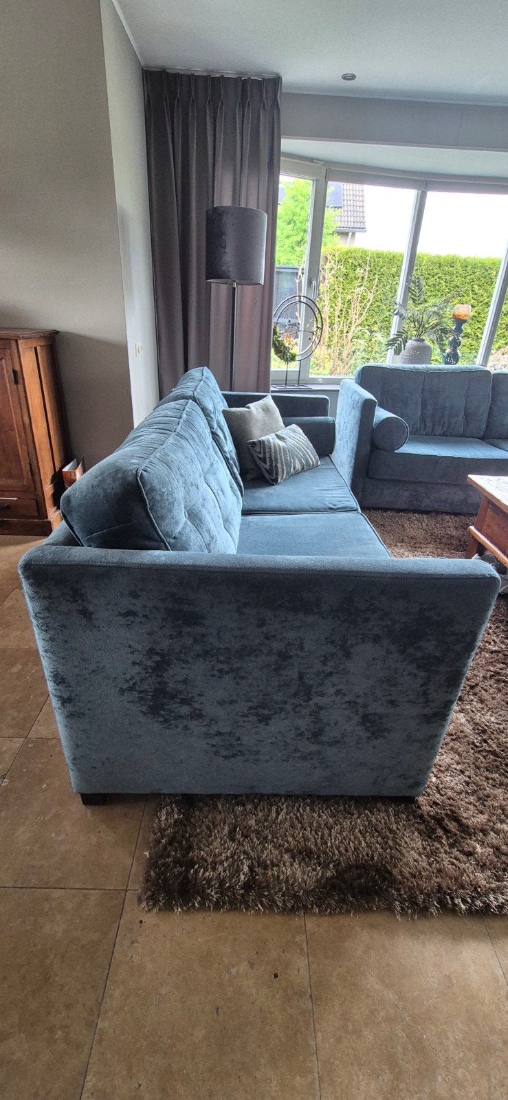 Bocx Interiors Metro 2,5-zits banken2 in blauwe stof, Ophalen, Gebruikt, Tweepersoons, 75 tot 100 cm