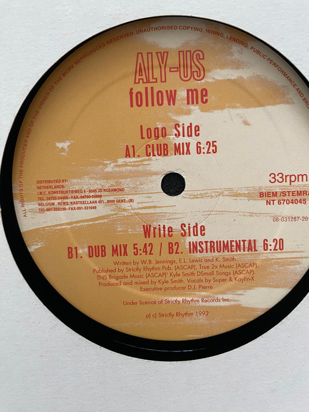 Ally-Us - Follow Me (12” Maxisingle), Cd's en Dvd's, Gebruikt, Dance, Ophalen of Verzenden, 12 inch