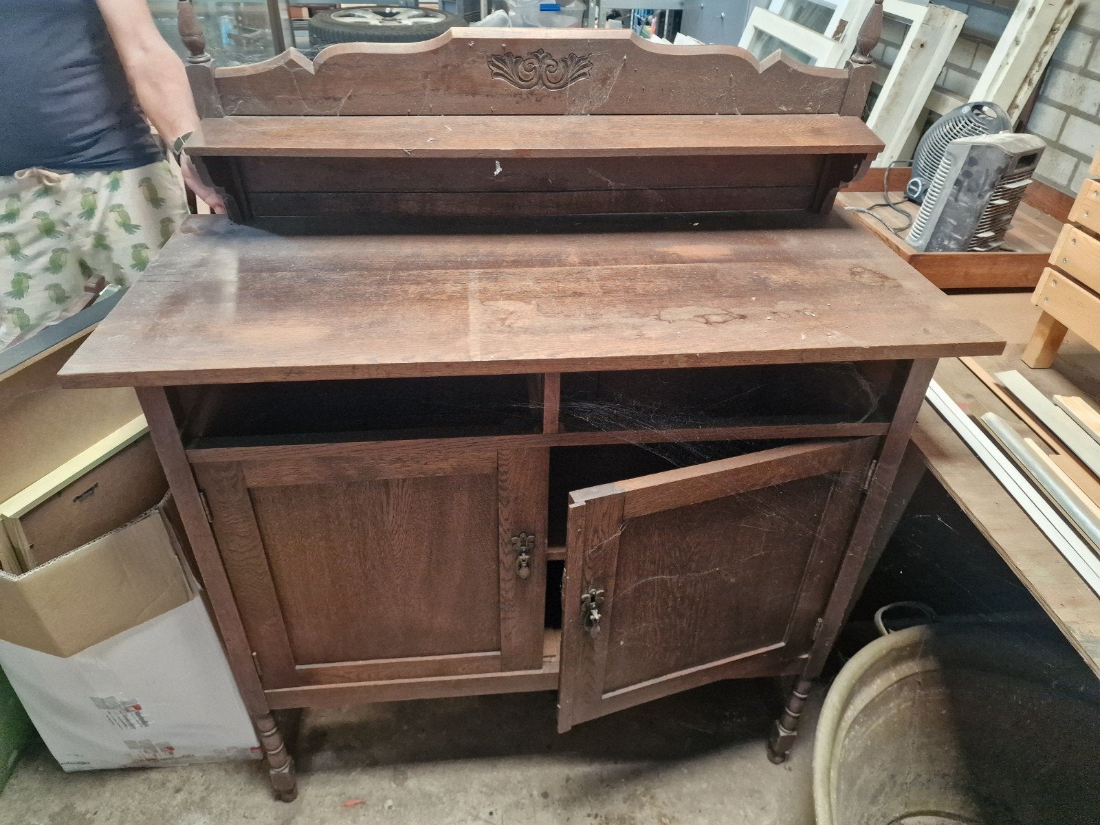 Antiek dressoir met opzetstuk - Eikenhout, Ophalen