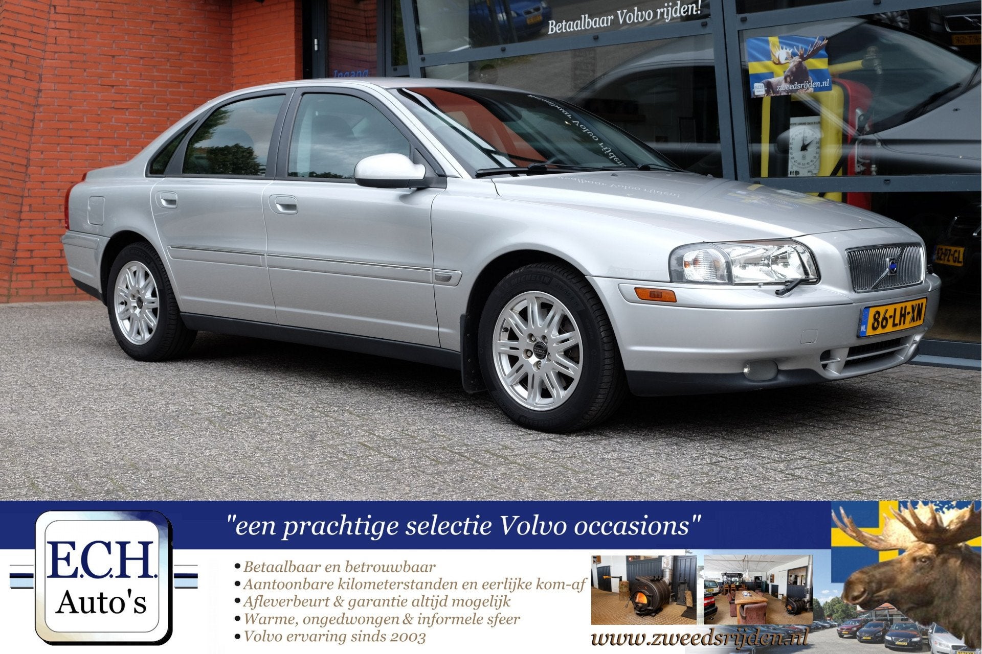 Volvo S80 2.4T 200 pk Elektr. stoel Dealer onderhouden, Leer, Auto's, Voorwielaandrijving, Dealer onderhouden, 1494 kg, Met garantie (alle)
