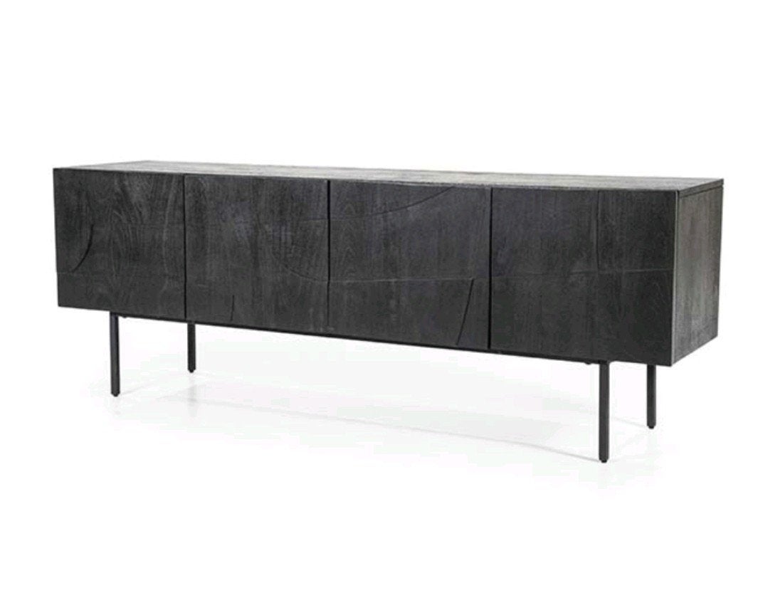 Tv-meubel - Dressor - Mangohout - Zwart, Huis en Inrichting, Ophalen, 150 tot 200 cm, Zo goed als nieuw, Minder dan 100 cm