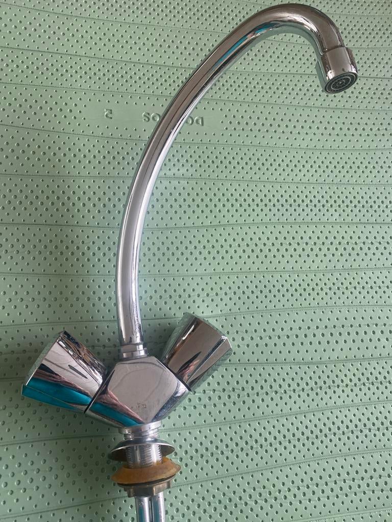 Grohe Chromen keukenkraan met twee hendels, Doe-het-zelf en Verbouw, Sanitair, Ophalen of Verzenden, Gebruikt, Chroom, Kraan