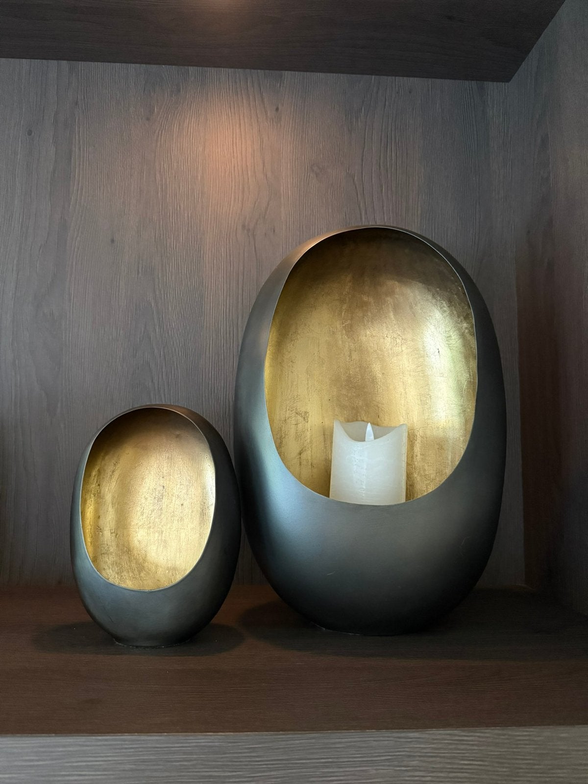 Prachtige DekoCandle "Egg" Windlichten (Set van 2), Ophalen, Zo goed als nieuw, Metaal