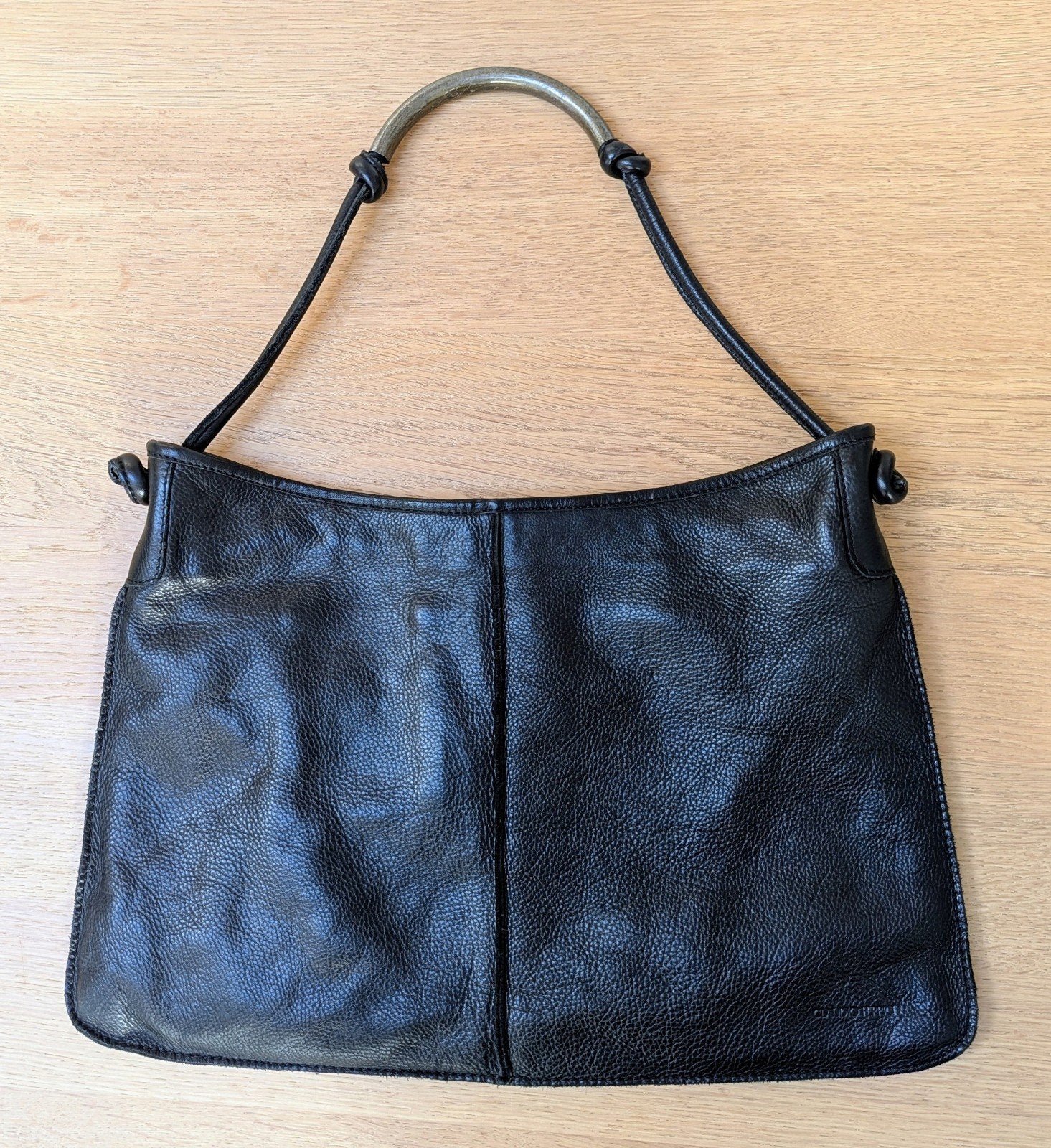 Prachtige vintage, Y2K, zwarte Claudio Ferrici leren tas., Ophalen of Verzenden, Zwart, Handtas