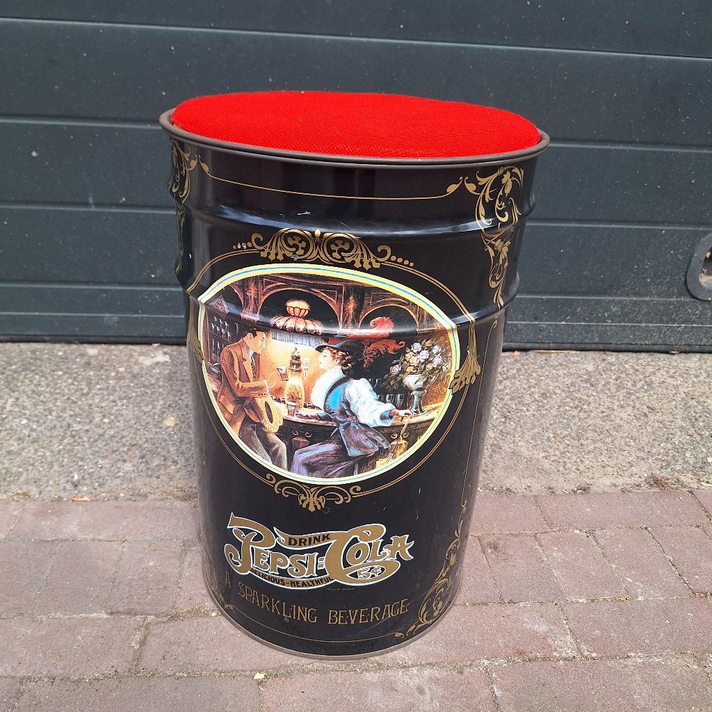 Vintage Pepsi Cola Blik / Kruk / Opberger, Verzamelen, Ophalen, Gebruikt, Gebruiksvoorwerp, -