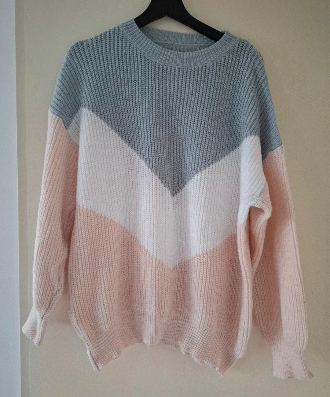Oversized trui met V-patroon in pastelkleuren, Ophalen of Verzenden, Zo goed als nieuw