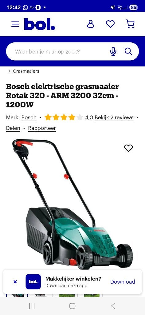 Bosch electrische grasmaaier ARM 3200, Tuin en Terras, Grasmaaiers, Ophalen, Gebruikt, Elektrische grasmaaier, Opvangbak