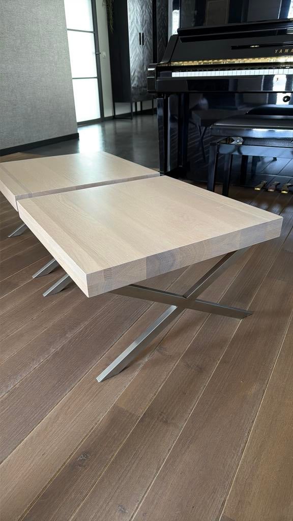 2 salontafels 60x60 cm, Huis en Inrichting, Tafels | Salontafels, Ophalen, 50 tot 100 cm, Vierkant, Zo goed als nieuw