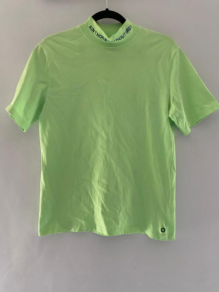 Greg Noise neon groen T-shirt – maat XS – high neck, Ophalen of Verzenden, Gedragen, Maat 46 (S) of kleiner, Groen