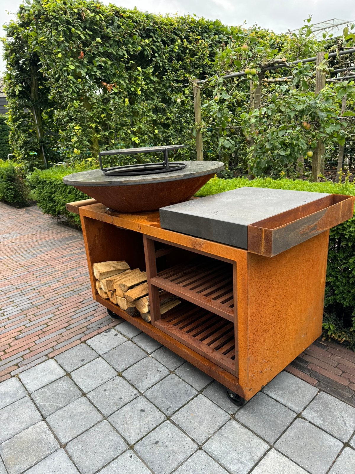 Ofyr corten pro storage island met gratis pizza oven, Ophalen of Verzenden, Nieuw, Houtskool, Vrijstaand