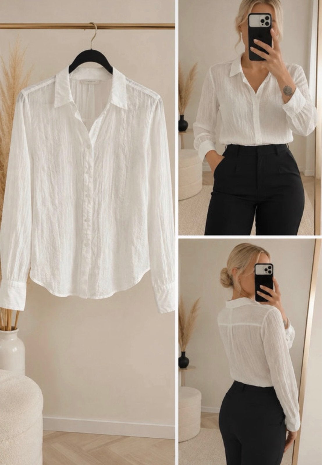 Witte blouse met lange mouwen, Ophalen of Verzenden, Gedragen, Maat 38/40 (M), Wit