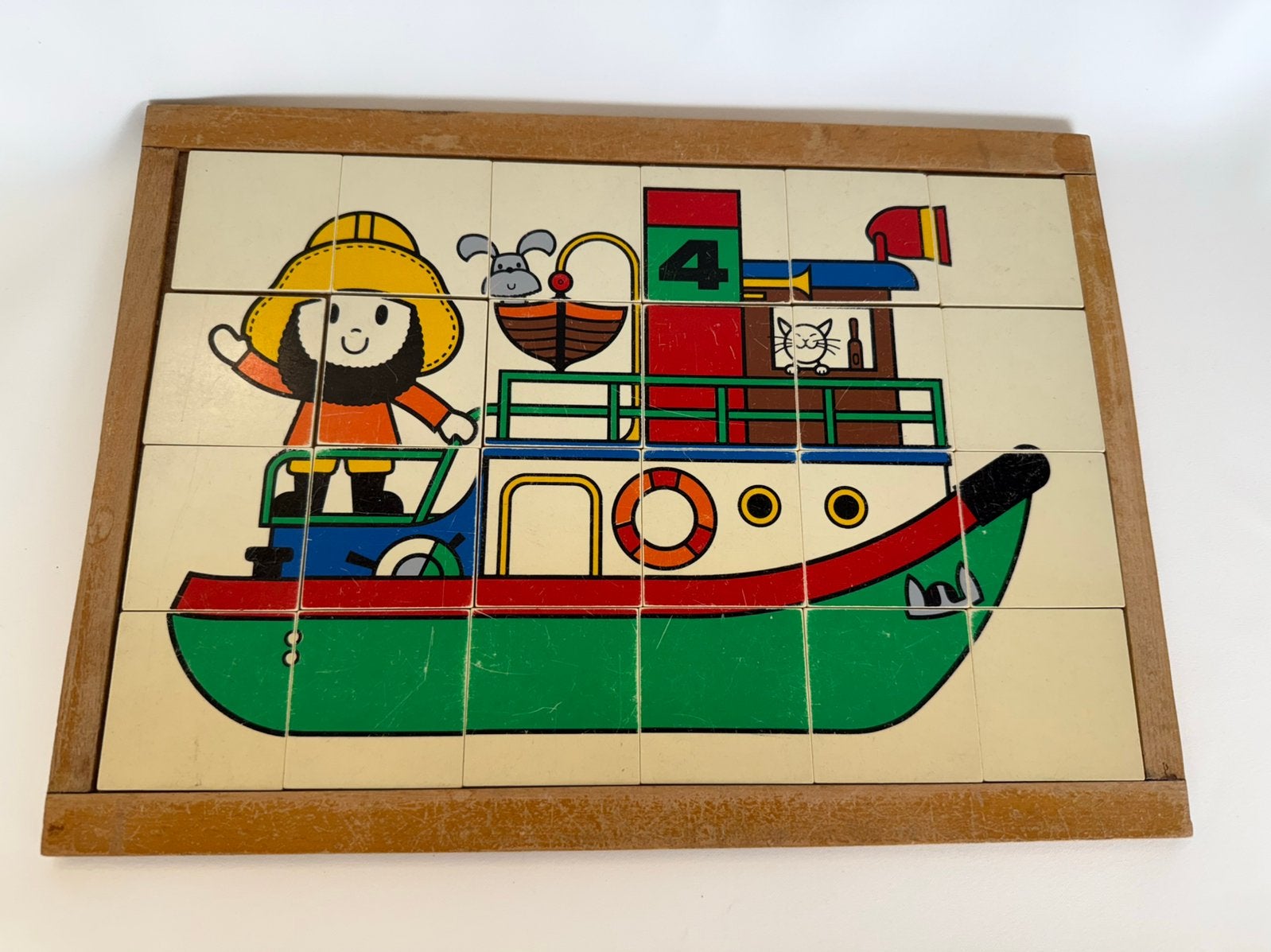 ROLF educatief speelgoed puzzel in frame vissersboot, Ophalen of Verzenden, 10 tot 50 stukjes, Gebruikt, 4 tot 6 jaar